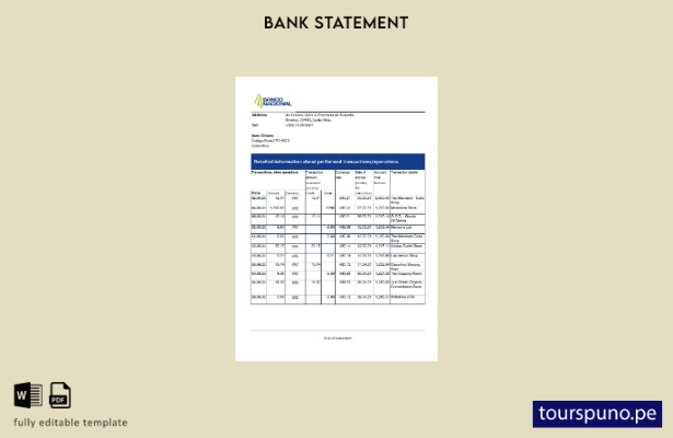 listo para imprimir plantilla de excel de extracto bancario del Banco Nacional d